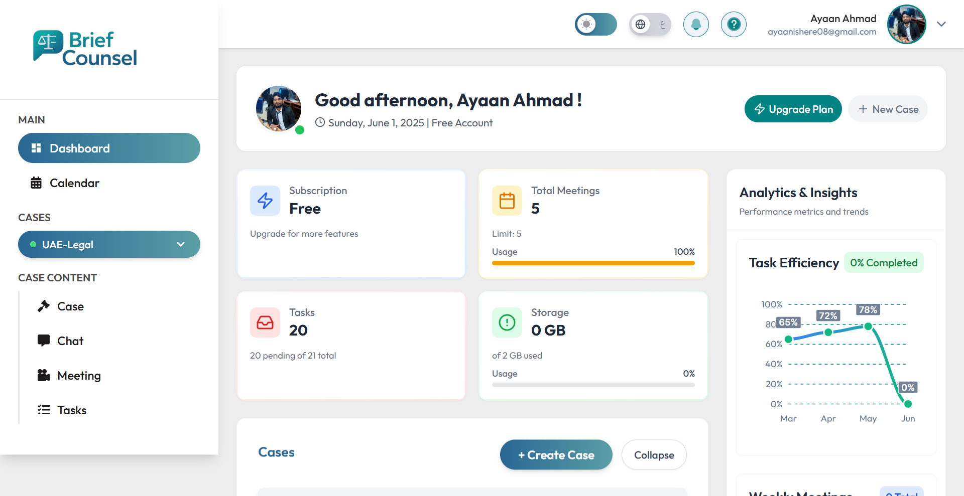 BriefCounsel Dashboard